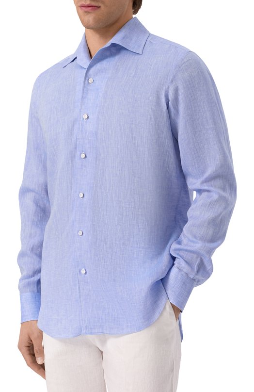 Льняная рубашка MVST M0RBIDA/R0BERT0/R0UND/F3411308-LINEN Голубой  M0RBIDA/R0BERT0/R0UND/F3411308-LINEN Фото 3