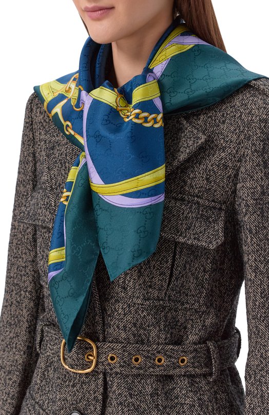 Шелковый платок Gucci 830246/3G009 Синий  830246/3G009 Фото 2