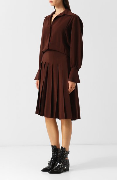 Однотонное шелковое платье со складками CHLOÉ, арт. CHC18WR036004, фото 3