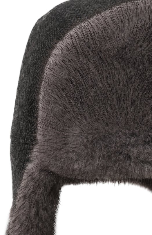 Шапка-ушанка с отделкой из меха норки VICTORIA KUSENKOVA 338700644159 Серый  338700644159 Фото 4