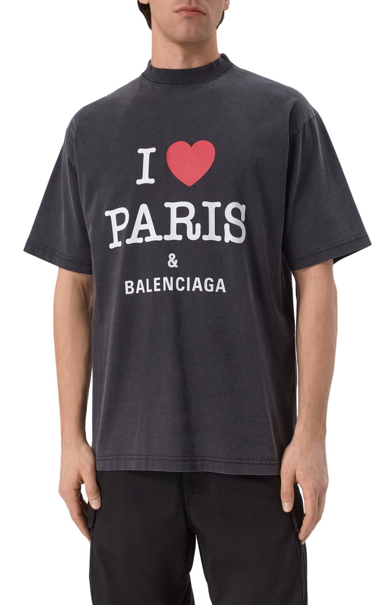 Мужского хлопковая футболка BALENCIAGA черного цвета, арт. 764235/TRVU9 | Фото 3 (Материал внешний: Хлопок; Принт: С принтом; Стили: Гранж; Нос: Не проставлено; �Региональные ограничения белый список (Axapta Mercury): Не проставлено; Мужское Кросс-КТ: Футболка-одежда)