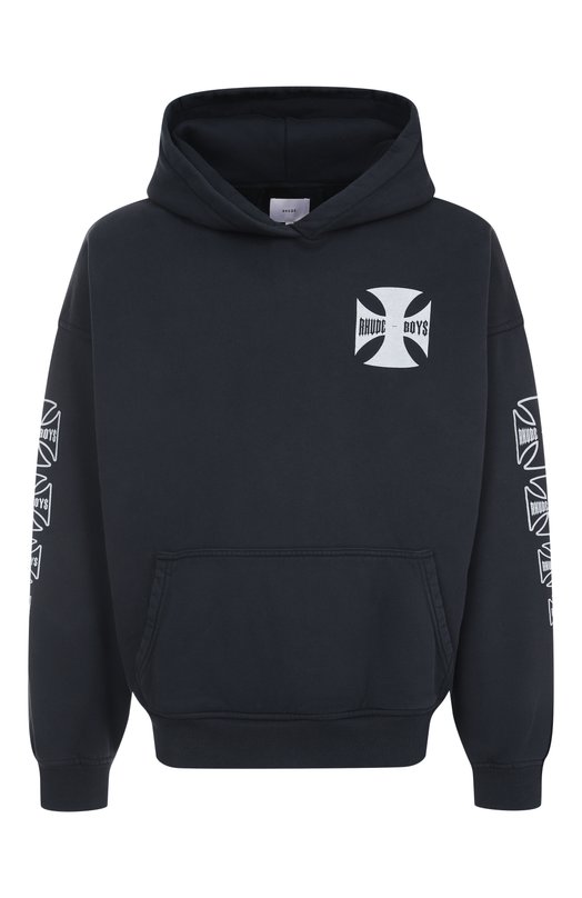 Хлопковое худи Rhude RHPF25H006012 Чёрный RHPF25H006012