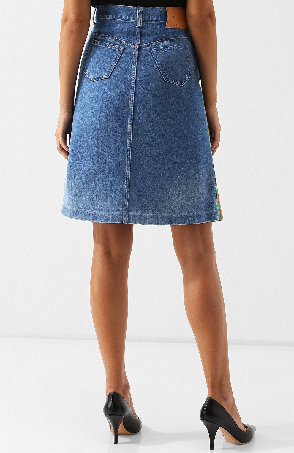 Джинсовая юбка с контрастными лампасами GUCCI, арт. 527343/XRB36, фото 4