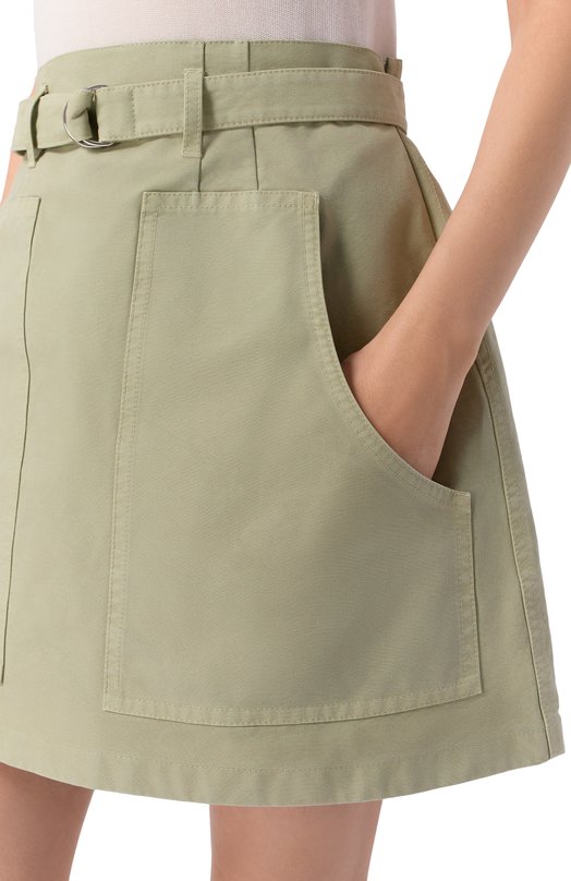 Хлопковая юбка Prada P131YH/15D4 Хаки  P131YH/15D4 Фото 5