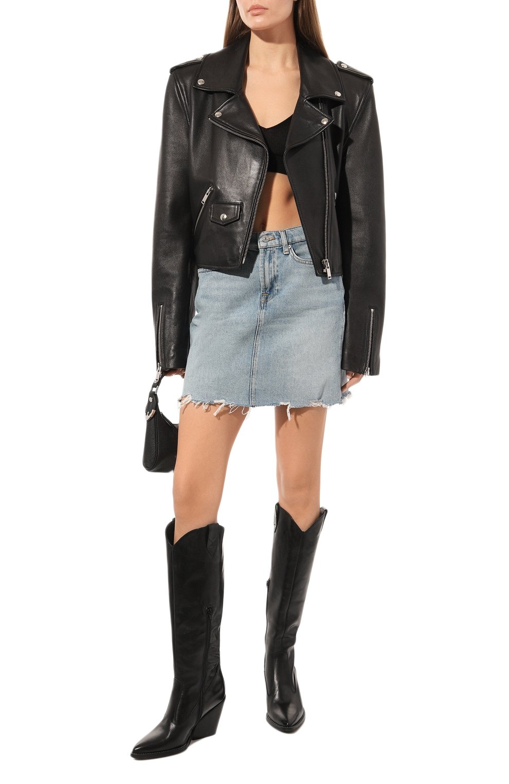 Джинсовая юбка 7 FOR ALL MANKIND голубого цвета по цене 18100 руб., арт. JSMIC100AW, фото 2 Джинсовая юбка 7 FOR ALL MANKIND, арт. JSMIC100AW, фото 2