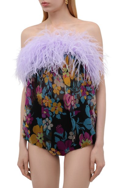 Шелковое боди SAINT LAURENT разноцветного цвета по цене 299500 руб., арт. 655736/Y6C99, фото 3 Шелковое боди SAINT LAURENT, арт. 655736/Y6C99, фото 3