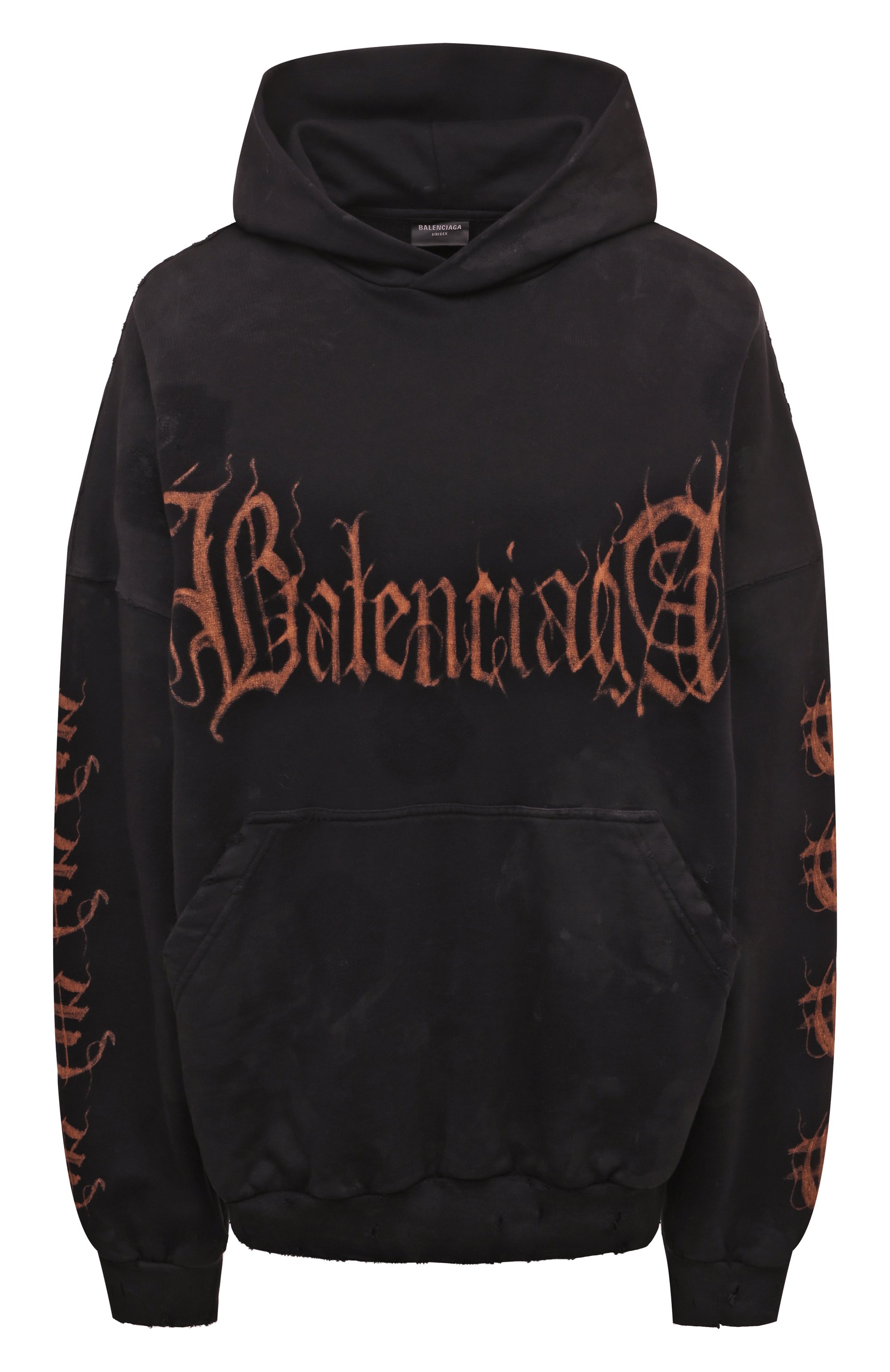 Хлопковое худи BALENCIAGA черного цвета по цене 104000 руб., арт. 739024TOVD8 1055, фото 1 Хлопковое худи BALENCIAGA, арт. 739024TOVD8 1055, фото 1