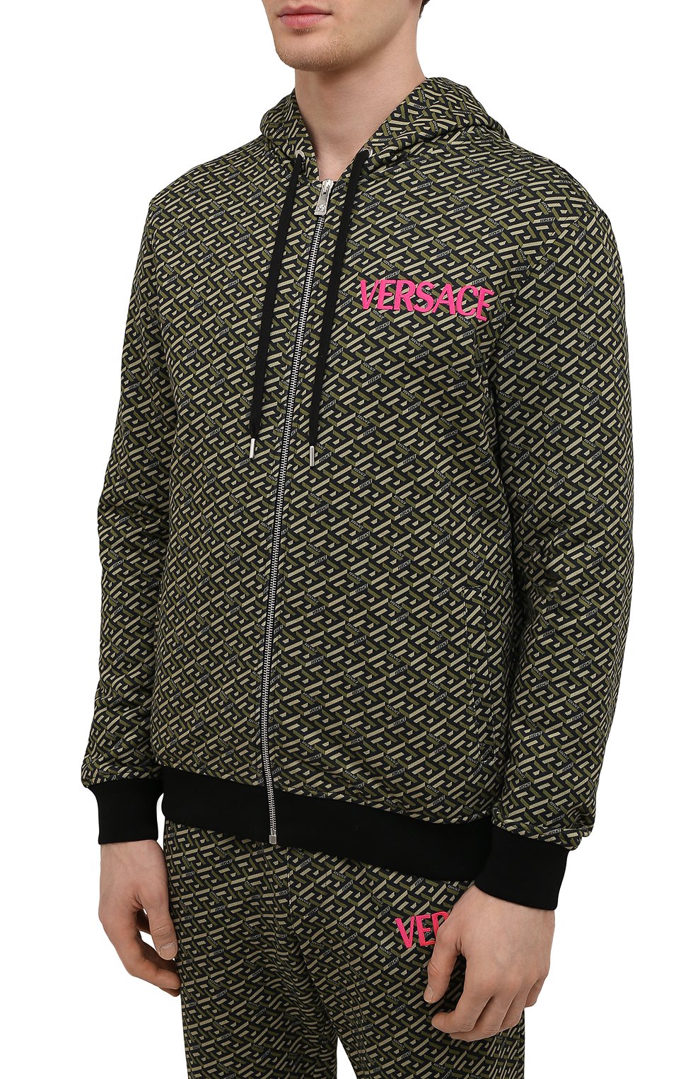 Хлопковая толстовка VERSACE хаки цвета по цене 157500 руб., арт. 1002628/1A01929, фото 3 Хлопковая толстовка VERSACE, арт. 1002628/1A01929, фото 3