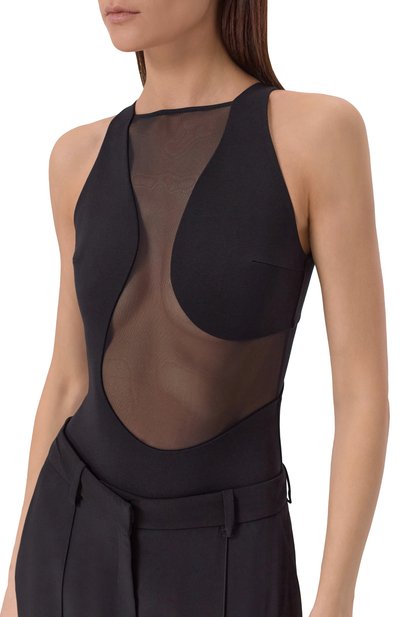 Боди из вискозы UNDRESS CODE черного цвета по цене 18550 руб., арт. FR0NT R0W B0DYSUIT, фото 5 Боди из вискозы UNDRESS CODE, арт. FR0NT R0W B0DYSUIT, фото 5