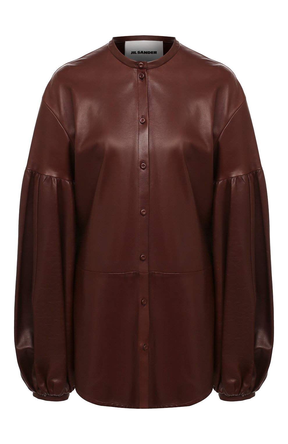 Кожаная рубашка JIL SANDER темно-коричневого цвета по цене 399500 руб., арт. JSWR656075-WRL01011, фото 1 Кожаная рубашка JIL SANDER, арт. JSWR656075-WRL01011, фото 1