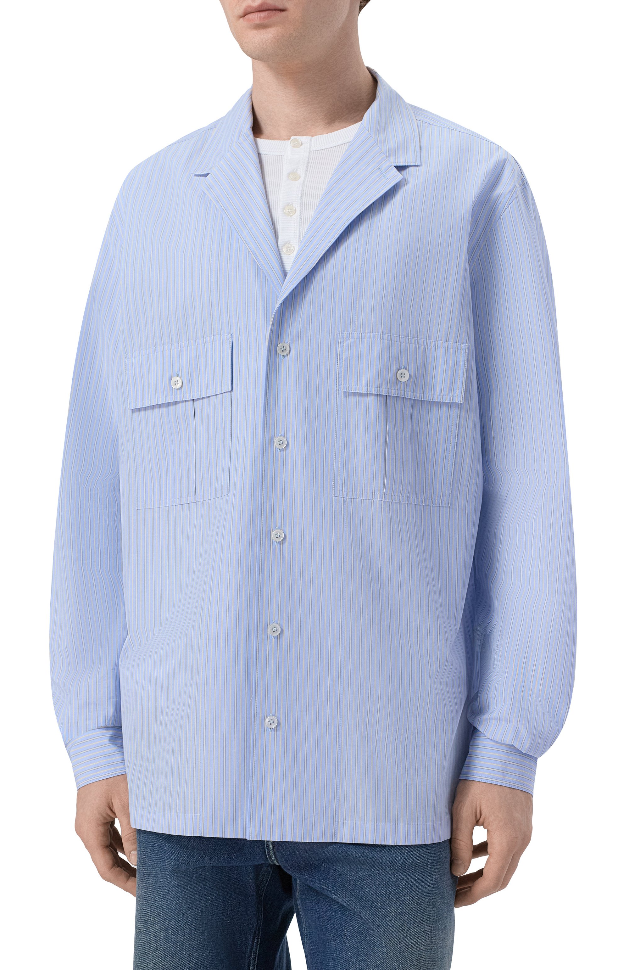 Хлопковая рубашка DOLCE & GABBANA голубого цвета по цене 98950 руб., арт. G50C3T/FR51Q, фото 3 Хлопковая рубашка DOLCE & GABBANA, арт. G50C3T/FR51Q, фото 3