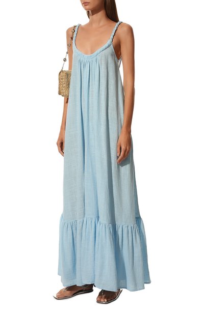Хлопковое платье KALITA голубого цвета по цене 59550 руб., арт. LUNA MAXI DRESS, фото 2 Хлопковое платье KALITA, арт. LUNA MAXI DRESS, фото 2