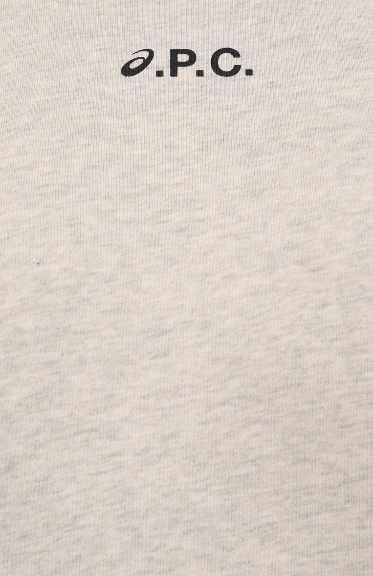 Женский хлопковый свитшот a.p.c. x asics A.P.C. серого цвета, арт. C0EZD-F27959 | Фото 6 (Автоматизация состава: Проставлено; Рукава: Длинные; Длина (для топов): Стандартные; Материал внешний: Хлопок; Автоматизация ТО: Проставлено; Стили: Спорт-шик; Женское Кросс-КТ: Свитшот-одежда)