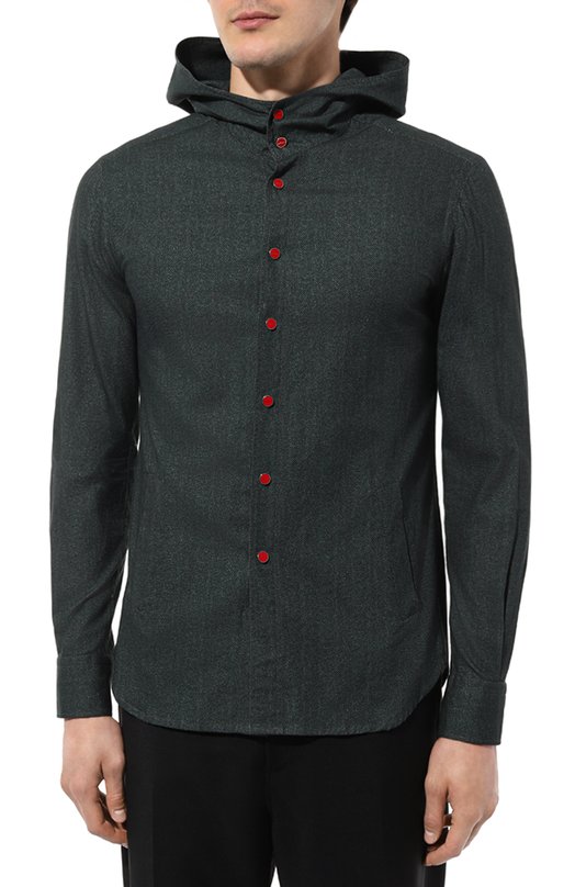 Хлопковая рубашка Kiton UMCMARH0908606 Зелёный  UMCMARH0908606 Фото 3
