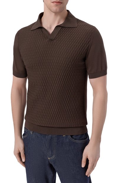 Поло из хлопка и шелка ANDREA CAMPAGNA, арт. SU26ST210-03/FST26, фото 3