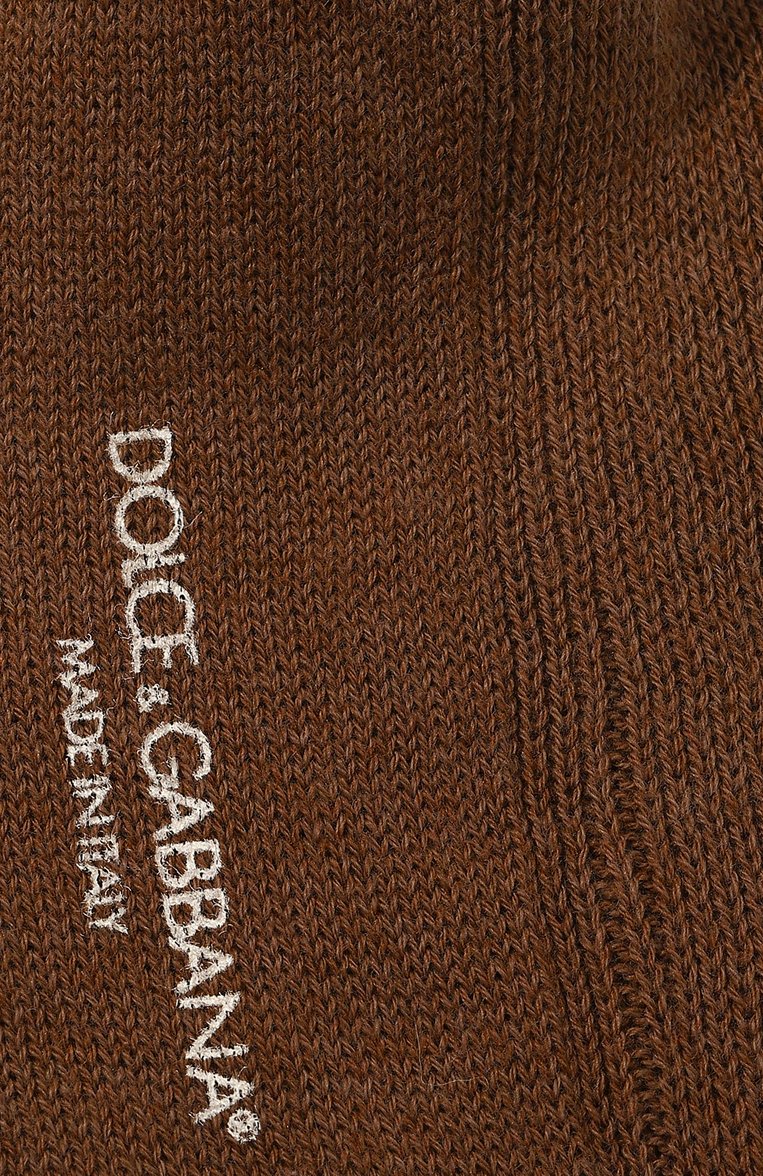 Женские носки из хлопка и шерсти DOLCE & GABBANA бежевого цвета, арт. FXM08T/JFMV0 | Фото 2 (Материал внешний: Шерсть, Хлопок; Нос: Не проставлено; Автоматизация состава: Проставлено)