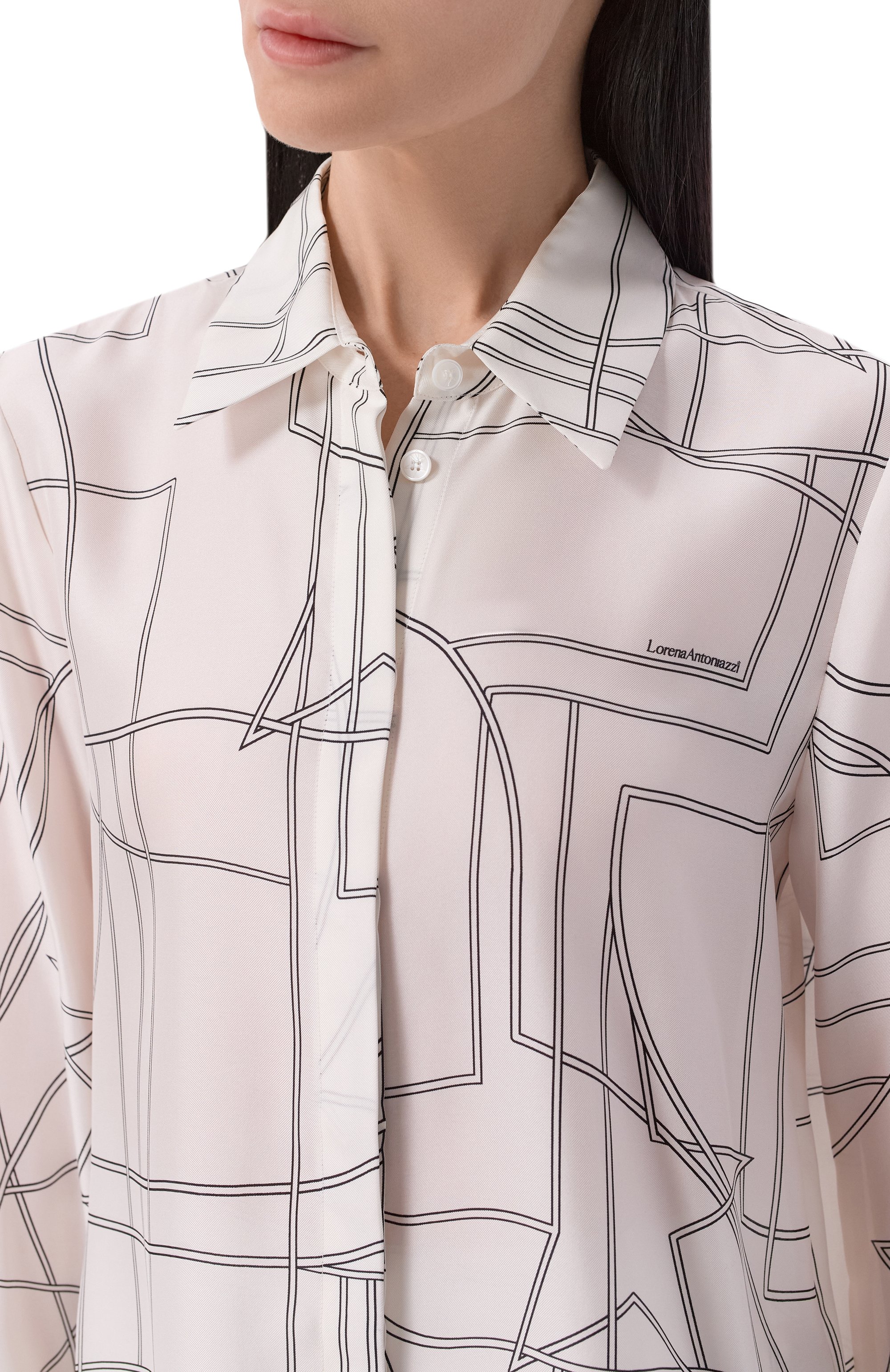 Шелковая рубашка LORENA ANTONIAZZI белого цвета по цене 89600 руб., арт. E2649CA35A/5300, фото 5 Шелковая рубашка LORENA ANTONIAZZI, арт. E2649CA35A/5300, фото 5