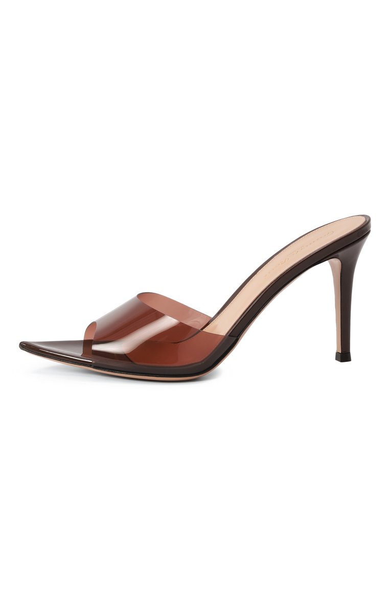 Женские мюли elle 85 GIANVITO ROSSI коричневого цвета, арт. G11050.85RIC.GSVBR0B | Фото 4 (Драгоценные камни: Проставлено; Материал сплава: Проставлено; Каблук высота: Высокий; Материал внешний: Экокожа; Подошва: Плоская; Материал внутренний: Натуральная кожа; Каблук тип: Шпилька)