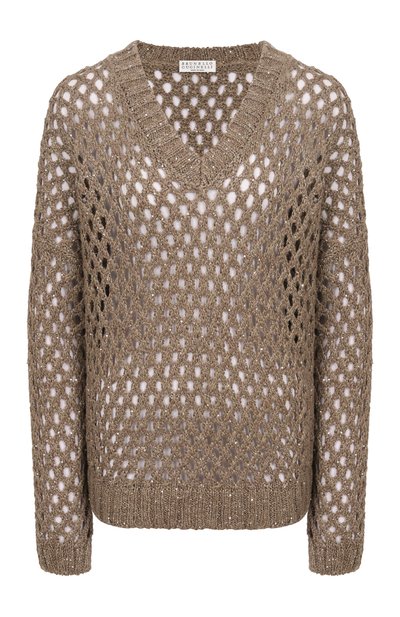 Женский пуловер из шелка и льна BRUNELLO CUCINELLI, арт. MEA338202P