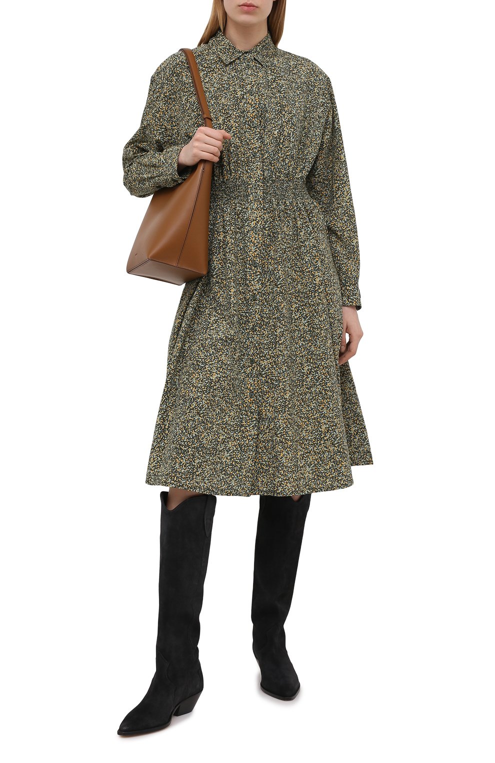 Платье из хлопка и шелка KENZO хаки цвета по цене 65700 руб., арт. FB52R0010514, фото 2 Платье из хлопка и шелка KENZO, арт. FB52R0010514, фото 2