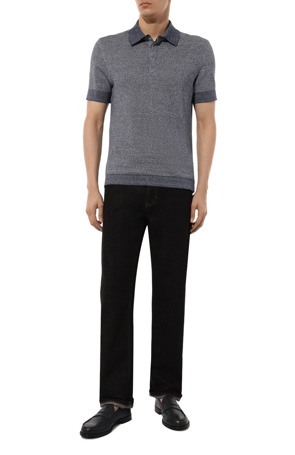 Поло из хлопка и льна ZEGNA синего цвета по цене 87550 руб., арт. UD372A7/D727, фото 2 Поло из хлопка и льна ZEGNA, арт. UD372A7/D727, фото 2