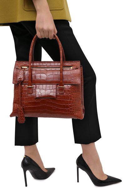 Сумка-тоут icon medium из кожи аллигатора TOM FORD, арт. L0683T/CSY, фото 2