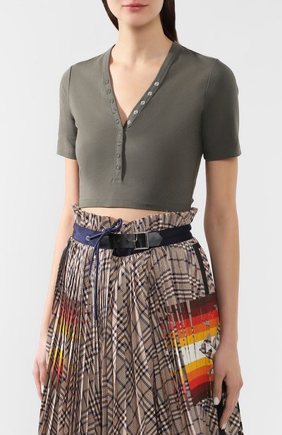 Хлопковый топ ALEXANDERWANG.T хаки цвета по цене 15750 руб., арт. 4C191098, фото 3 Хлопковый топ ALEXANDERWANG.T, арт. 4C191098, фото 3