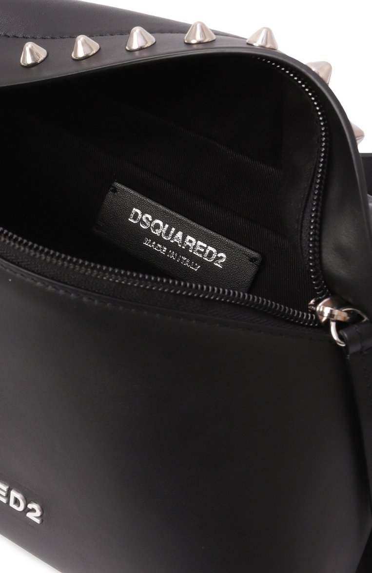 Мужская поясная сумка allover studs DSQUARED2 черного цвета, арт. BBM0075/01500001 | Фото 5 (Случай: Повседневный; Ремень/цепочка: На ремешке; Драгоценные камни: Проставлено; Размер: small; Материал: Натуральная кожа; Материал сплава: Проставлено)
