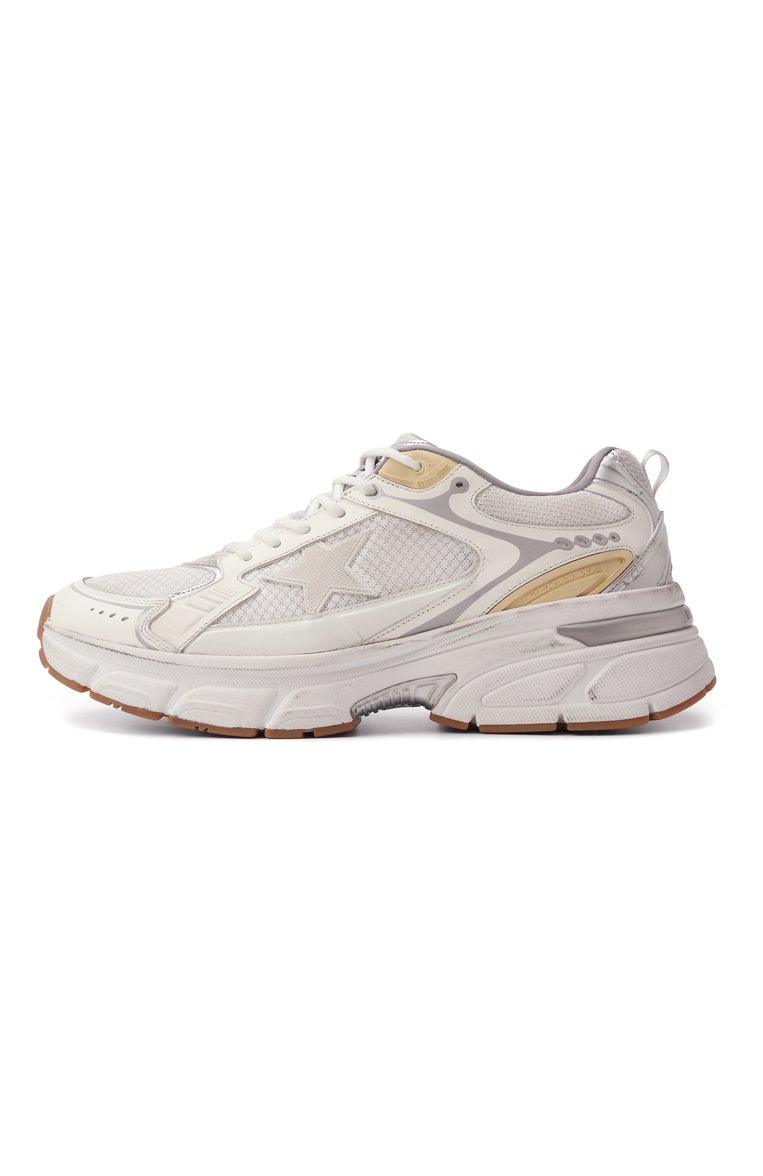 Мужские комбинированные кроссовки lightstar GOLDEN GOOSE DELUXE BRAND белого цвета, арт. GMF00724.F006476 | Фото 4 (Материал внешний: Текстиль, Натуральная кожа; Подошва: Массивная; Материал внутренний: Текстиль; Материал утеплителя: Без утеплителя; Кросс-КТ: Низкие; Стили: Классический; Автоматизация состава: Проставлено; Автоматизация ТО: Проставлено)