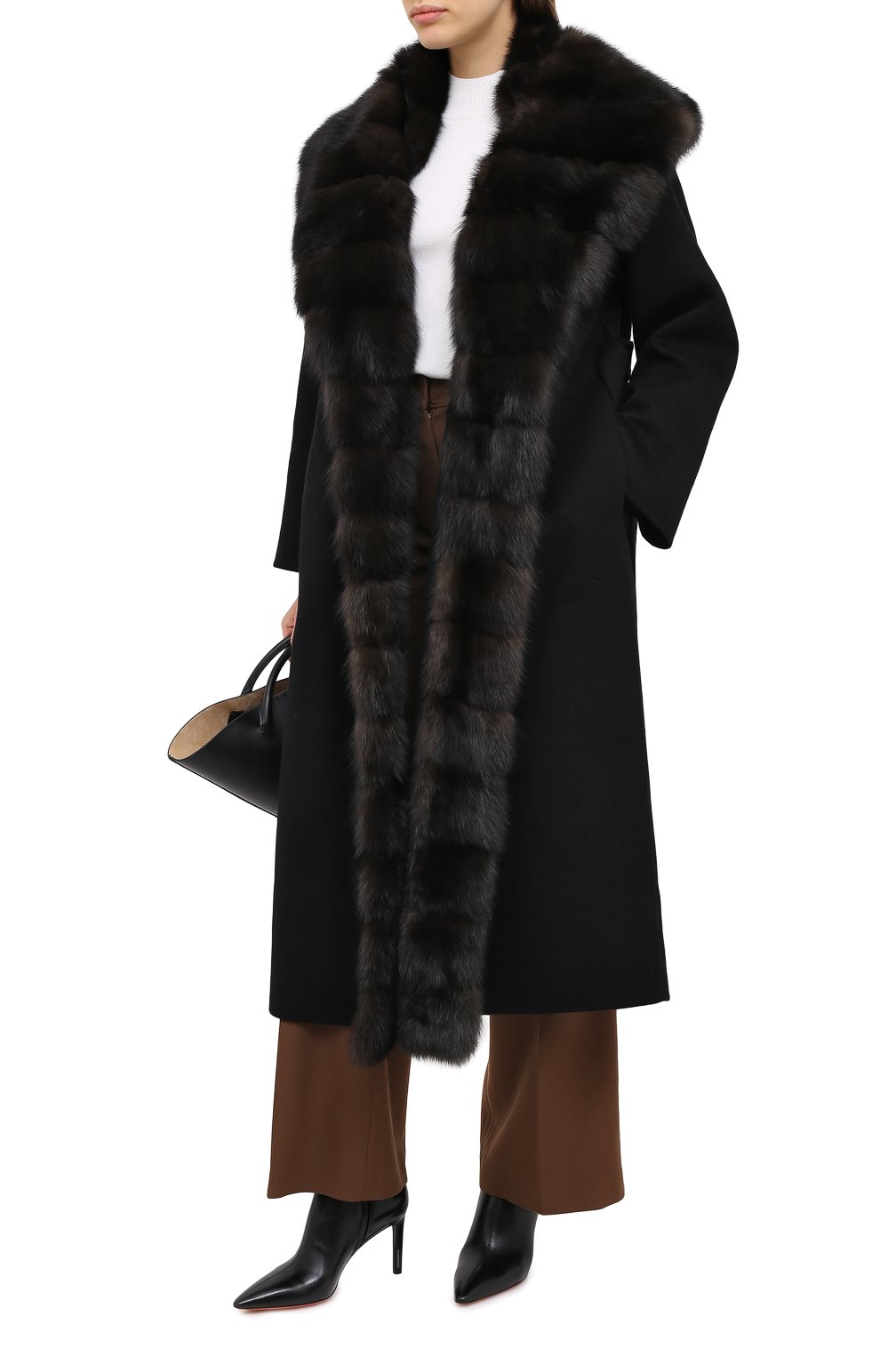 Шерстяное пальто с меховой отделкой MANZONI24, арт. 20M647-DB1Z/38-46, фото 3