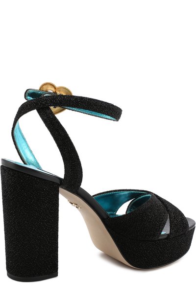 Текстильные босоножки keira на устойчивом каблуке и платформе DOLCE & GABBANA, арт. CR0567/AH928, фото 4