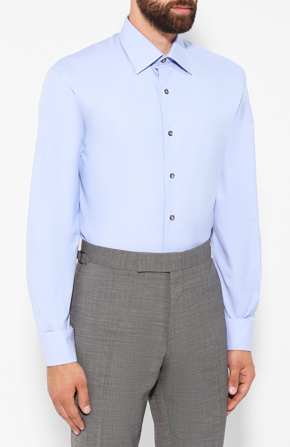 Хлопковая сорочка LANVIN синего цвета по цене 25200 руб., арт. RMSI0012-S00300PER, фото 3 Хлопковая сорочка LANVIN, арт. RMSI0012-S00300PER, фото 3