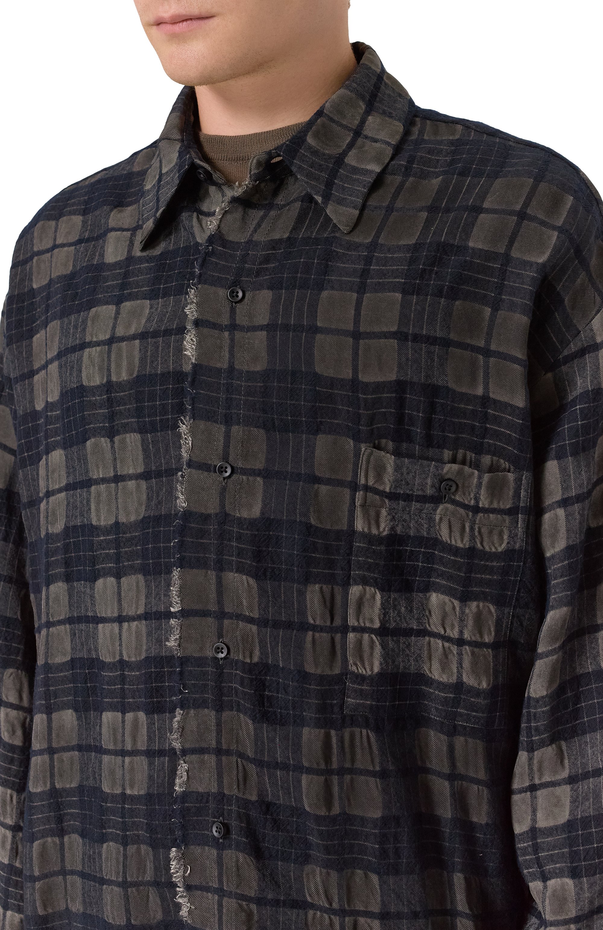 Рубашка из шерсти и вискозы UMA WANG темно-синего цвета по цене 145000 руб., арт. UM1503, фото 5 Рубашка из шерсти и вискозы UMA WANG, арт. UM1503, фото 5