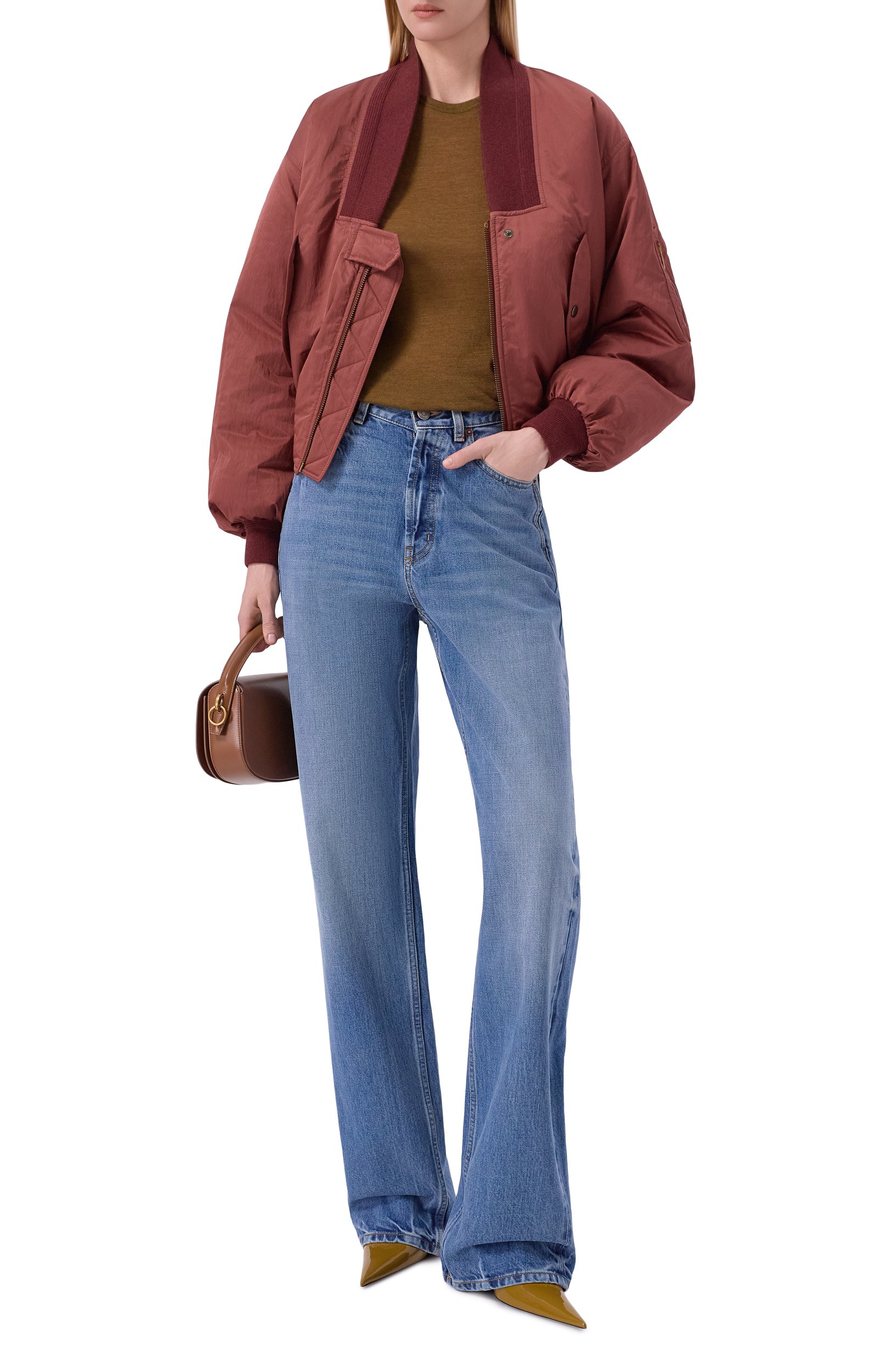 Бомбер CHLOÉ бордового цвета по цене 299500 руб., арт. CH26AMA16013, фото 2 Бомбер CHLOÉ, арт. CH26AMA16013, фото 2