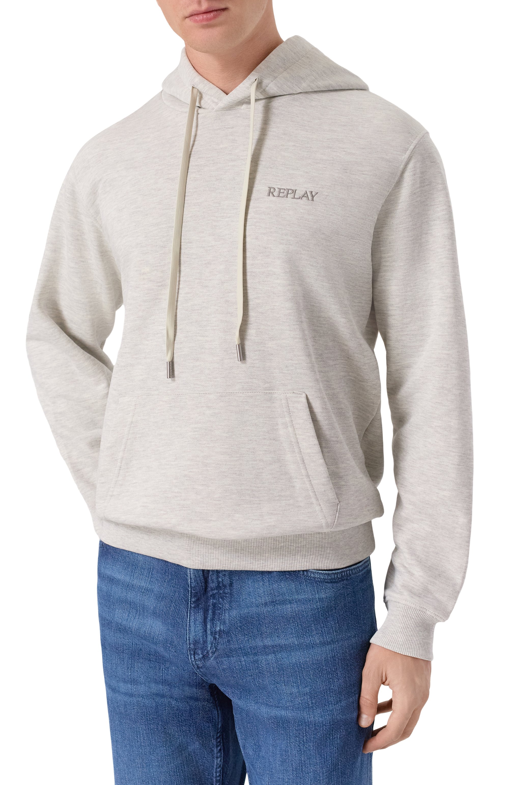 Хлопковое худи REPLAY светло-серого цвета по цене 14700 руб., арт. M3189 .000.23802, фото 3 Хлопковое худи REPLAY, арт. M3189 .000.23802, фото 3