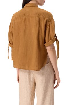 Женская льняная рубашка 120% LINO коричневого цвета, арт. 32ALIW19S5/0000115 | Фото 4 (Материал внешний: Лен; Длина (для топов): Стандартные; Женское Кросс-КТ: Рубашка-одежда; Принт: Без принта; Стили: Кэжуэл; Рукава: Короткие)