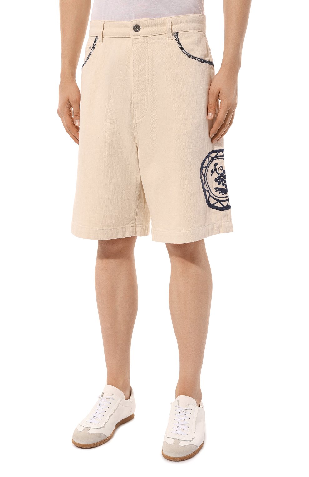 Хлопковые шорты DROLE DE MONSIEUR кремового цвета по цене 41850 руб., арт. D-BS127-C0119-EC, фото 3 Хлопковые шорты DROLE DE MONSIEUR, арт. D-BS127-C0119-EC, фото 3