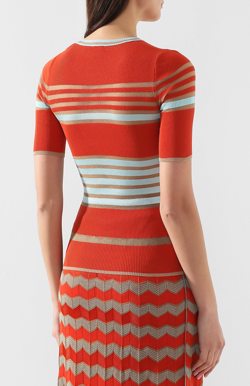 Топы из смеси хлопка и вискозы M MISSONI кораллового цвета по цене 27550 руб., арт. 2DN00062/2K0020, фото 4 Топы из смеси хлопка и вискозы M MISSONI, арт. 2DN00062/2K0020, фото 4