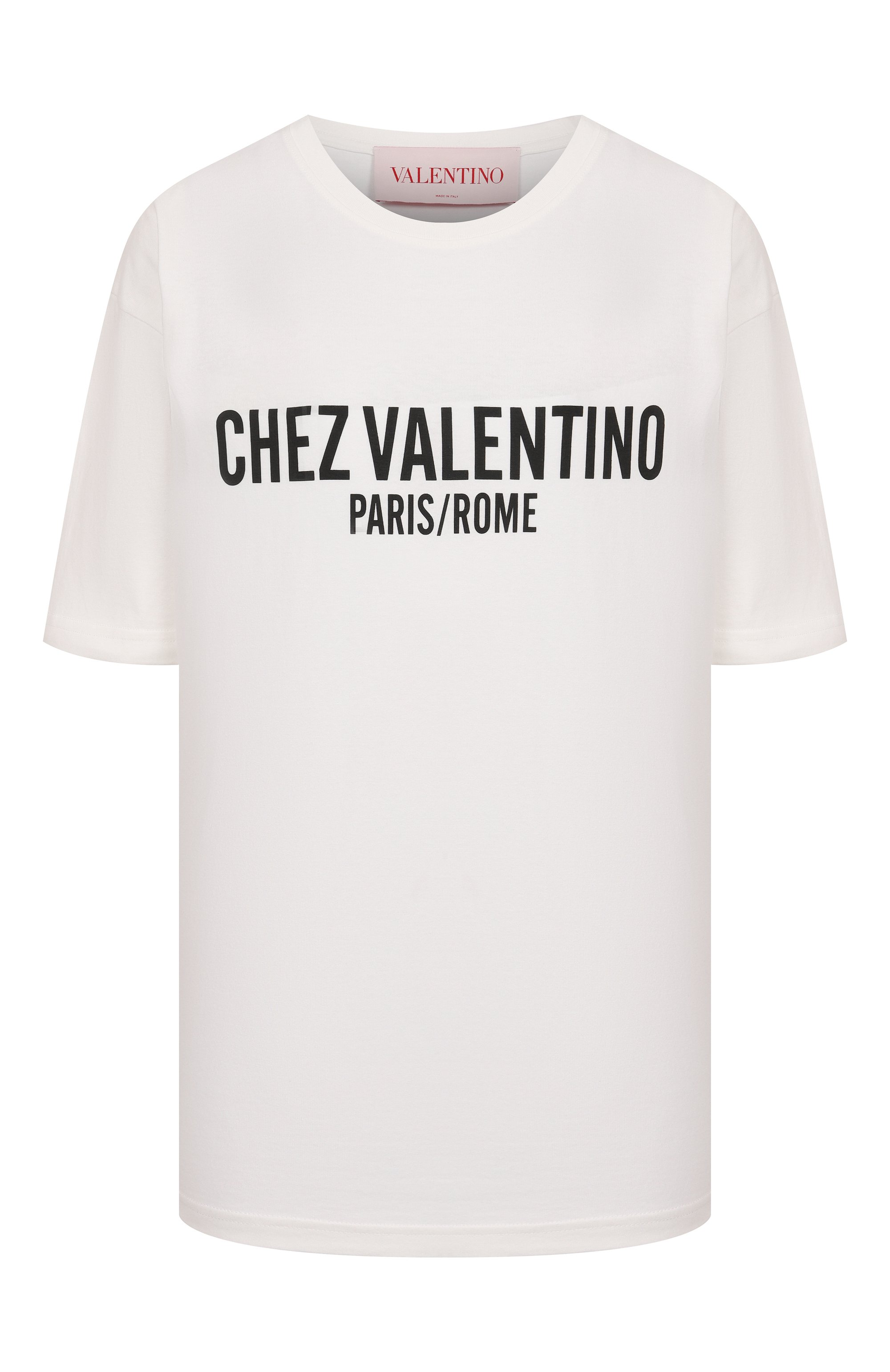 Хлопковая футболка VALENTINO белого цвета по цене 79950 руб., арт. 6B3MG24Q/95W, фото 1 Хлопковая футболка VALENTINO, арт. 6B3MG24Q/95W, фото 1