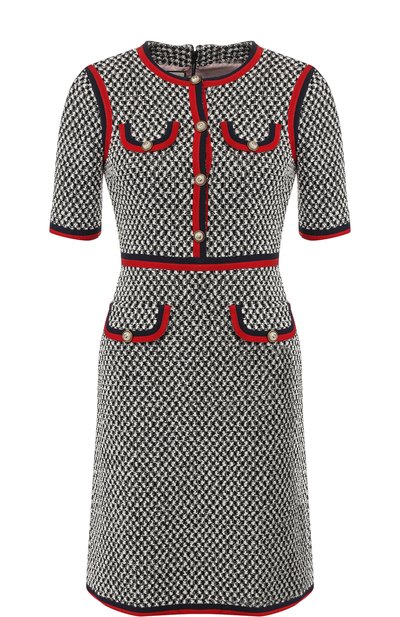 Женское хлопковое платье с контрастной отделкой GUCCI, арт. 475850/ZIM18