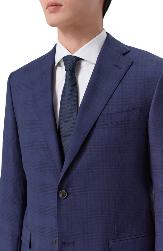 Галстук из шелка и льна Canali 18/HJ04546 Синий  18/HJ04546 Фото 2