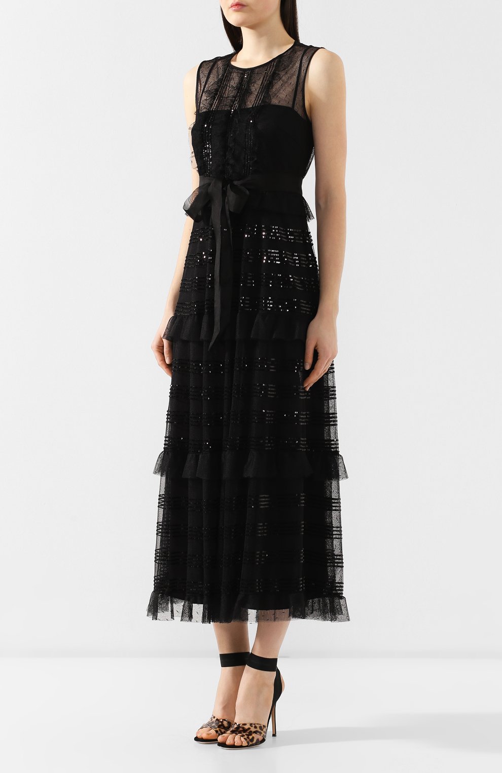 Платье с оборками REDVALENTINO черного цвета по цене 89400 руб., арт. RR3VA00H/CYB, фото 3 Платье с оборками REDVALENTINO, арт. RR3VA00H/CYB, фото 3