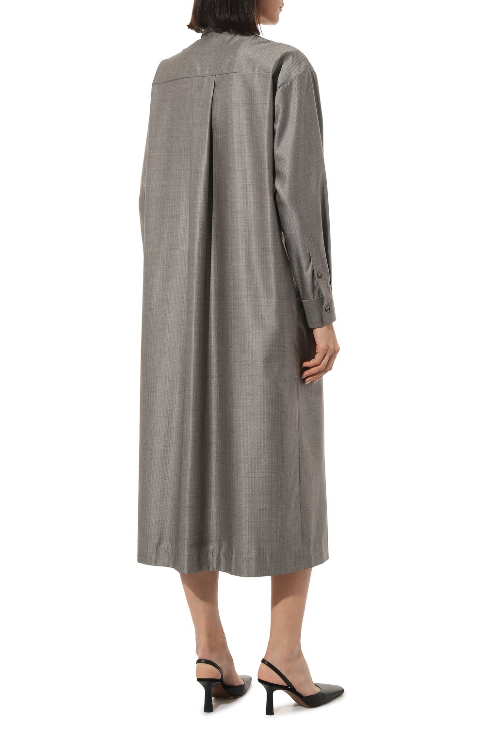 Платье из шерсти и шелка ALEXANDRA GEORGIEVA BY KRESTETSKAYA STROCHKA серого цвета по цене 65000 руб., арт. W161kp22, фото 4 Платье из шерсти и шелка ALEXANDRA GEORGIEVA BY KRESTETSKAYA STROCHKA, арт. W161kp22, фото 4