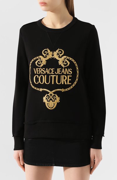 Хлопковый свитшот VERSACE JEANS COUTURE черного цвета по цене 25050 руб., арт. B6HVA73T-VDP309 36/30318, фото 3 Хлопковый свитшот VERSACE JEANS COUTURE, арт. B6HVA73T-VDP309 36/30318, фото 3