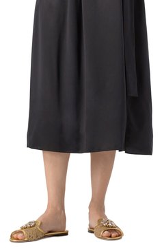 Женские текстильные шлепанцы rainbow bianca DOLCE & GABBANA золотого цвета, арт. CQ0023/AE637 | Фото 3 (Материал внешний: Текстиль; Каблук высота: Низкий; Материал внутренний: Натуральная кожа; Подошва: Плоская; Размерность: Идёт в размер; Автоматизация ТО: Проставлено; Автоматизация состава: Проставлено)