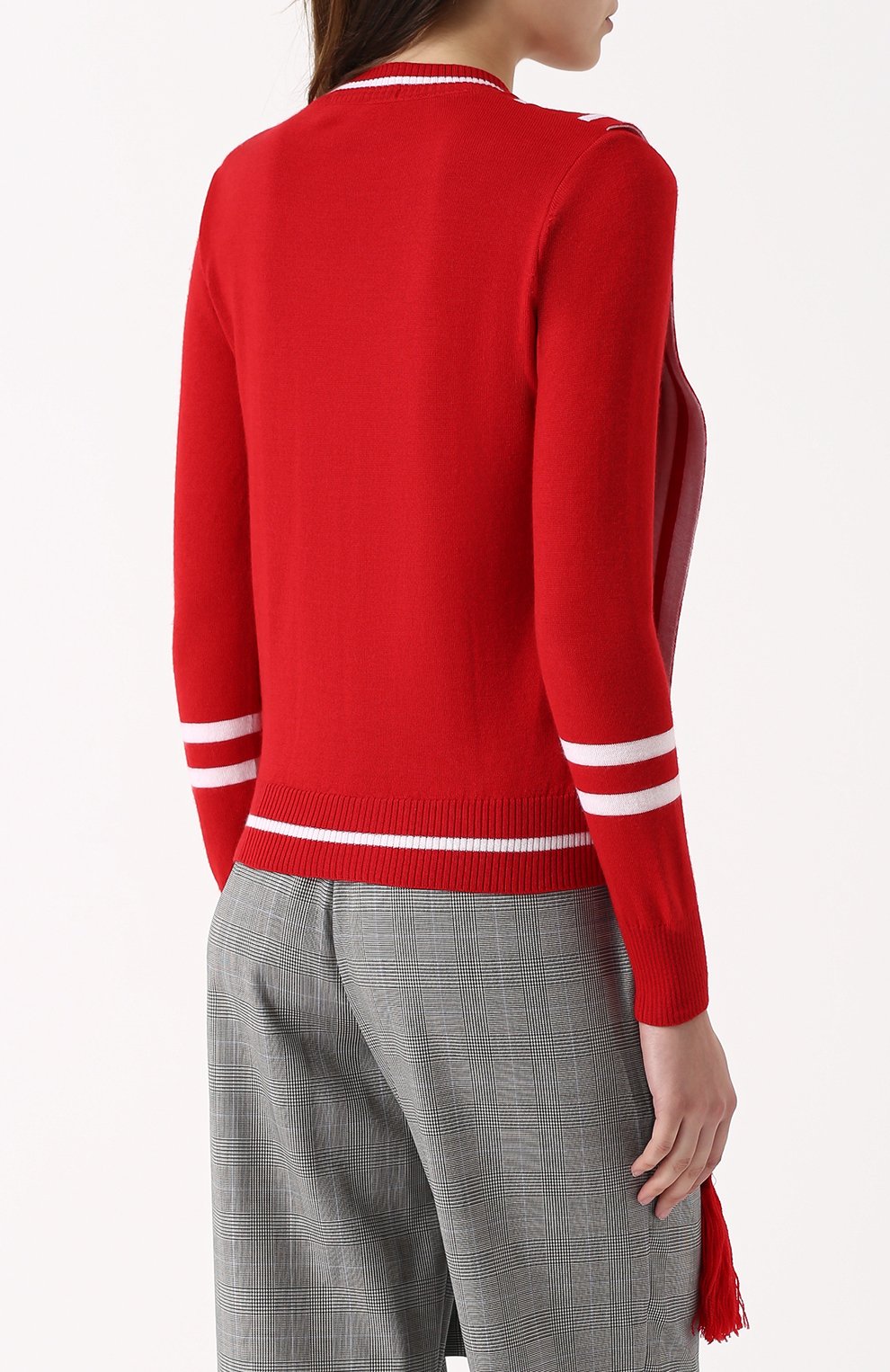 Пуловер из смеси шерсти и шелка с кашемиром VICTORIA/TOMAS красного цвета по цене 39950 руб., арт. 1718_PUL_2, фото 4 Пуловер из смеси шерсти и шелка с кашемиром VICTORIA/TOMAS, арт. 1718_PUL_2, фото 4