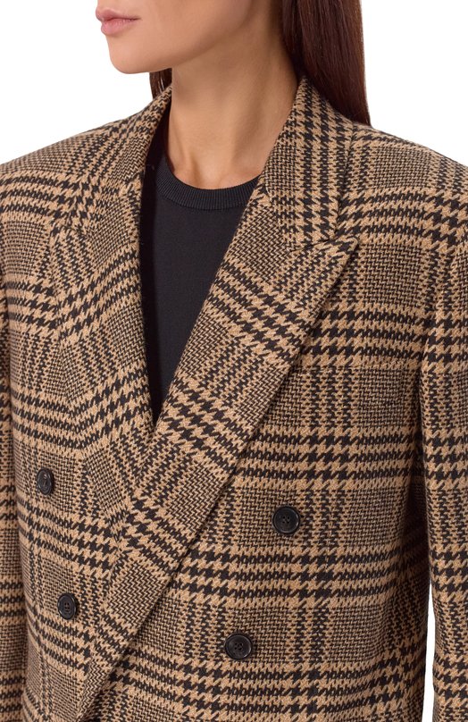 Жакет из шелка и кашемира Saint Laurent 837047/Y3J67 Бежевый  837047/Y3J67 Фото 5