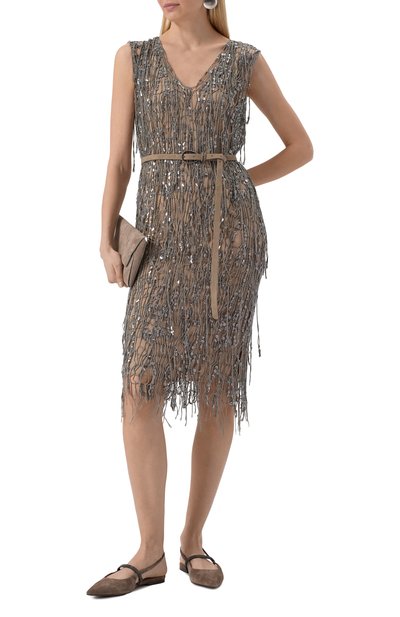 Платье с отделкой пайетками BRUNELLO CUCINELLI, арт. MSFR21A92, фото 2