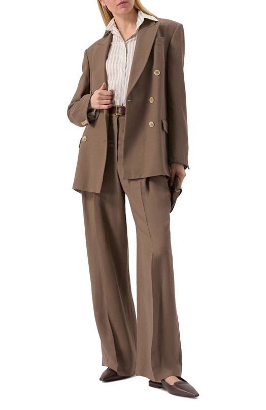 Жакет из вискозы и льна Brunello Cucinelli MH1267040 Коричневый  MH1267040 Фото 2