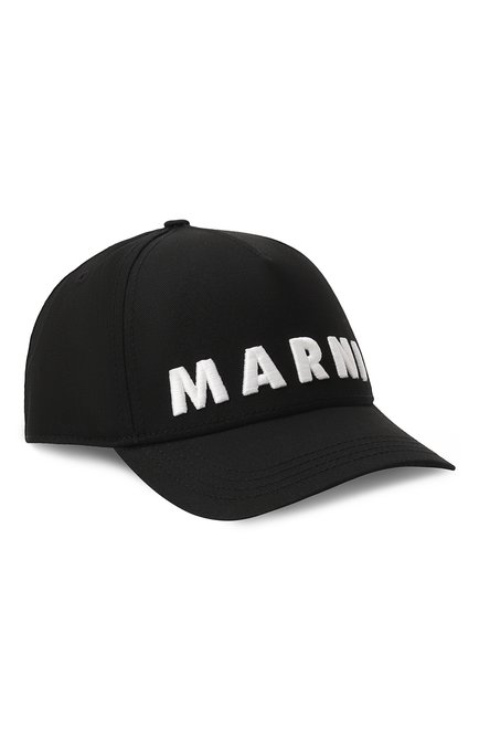 Детская хлопковая бейсболка MARNI черного цвета, арт. M01470/M00J2 | Фото 1 (Материал: Текстиль, Хлопок; Материал сплава: Проставлено; Нос: Не проставлено)